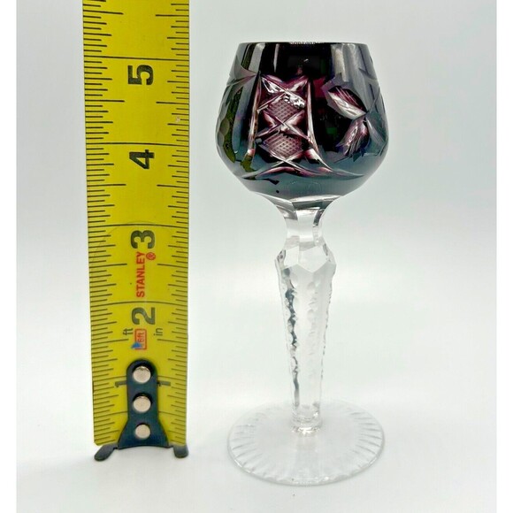 VINTAGE Lausitzer Amethyst Cordial Glass LA16 - Continuous Cut Foot - Crystal - Picture 8 of 9